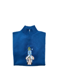 Blue Knit Qtr-Zip Frog Sweater