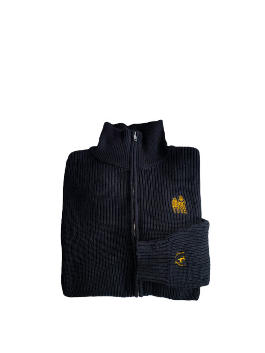 Black Knit Turtleneck Frog Sweater