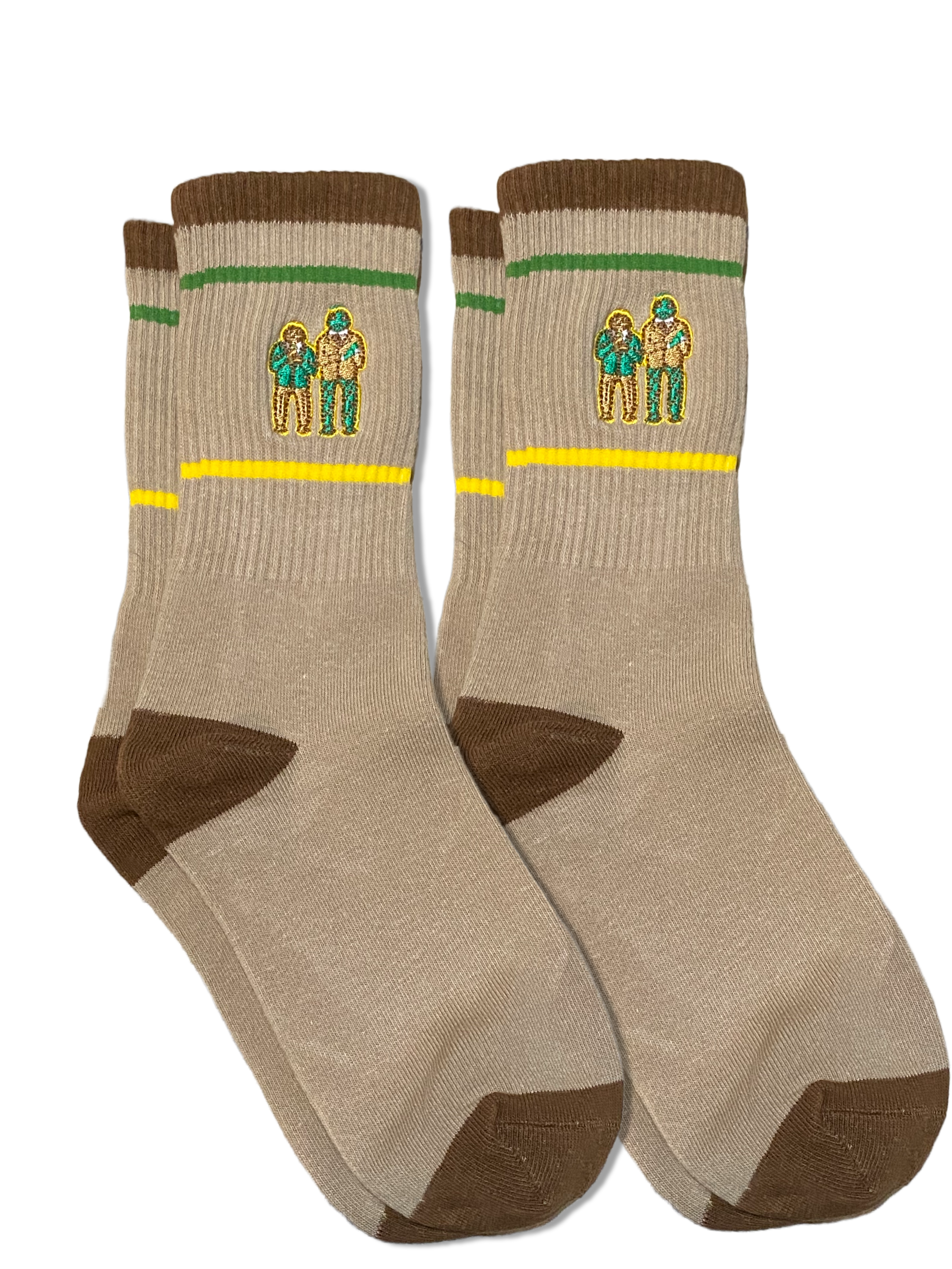 Brown Embroidered Frog Socks