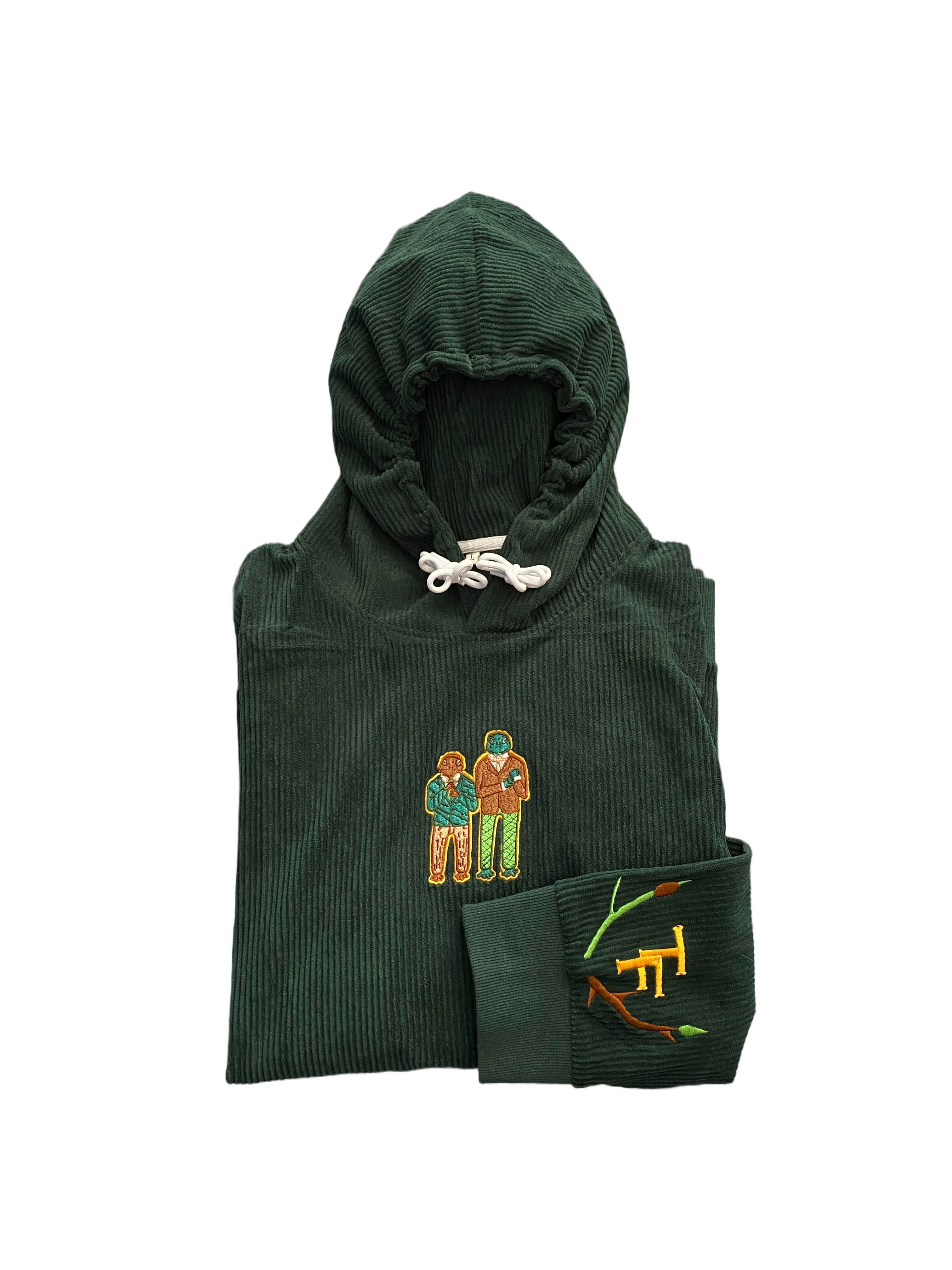 Green Corduroy Frog Hoodie