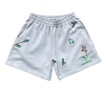Grey Embroidered Frog Shorts