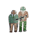 Two Frogs With Guns Pin