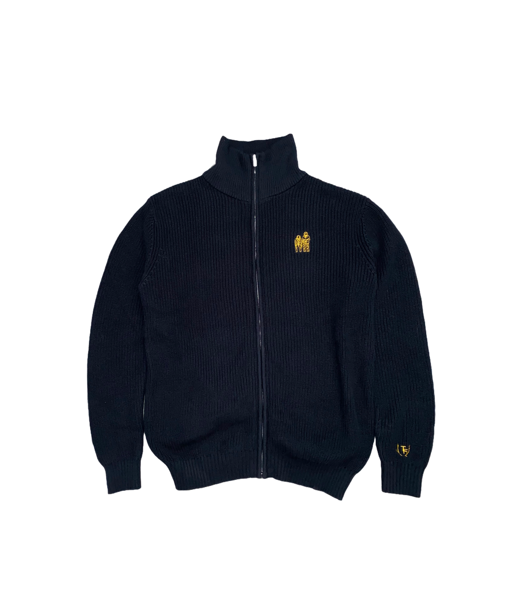 Black Knit Turtleneck Frog Sweater