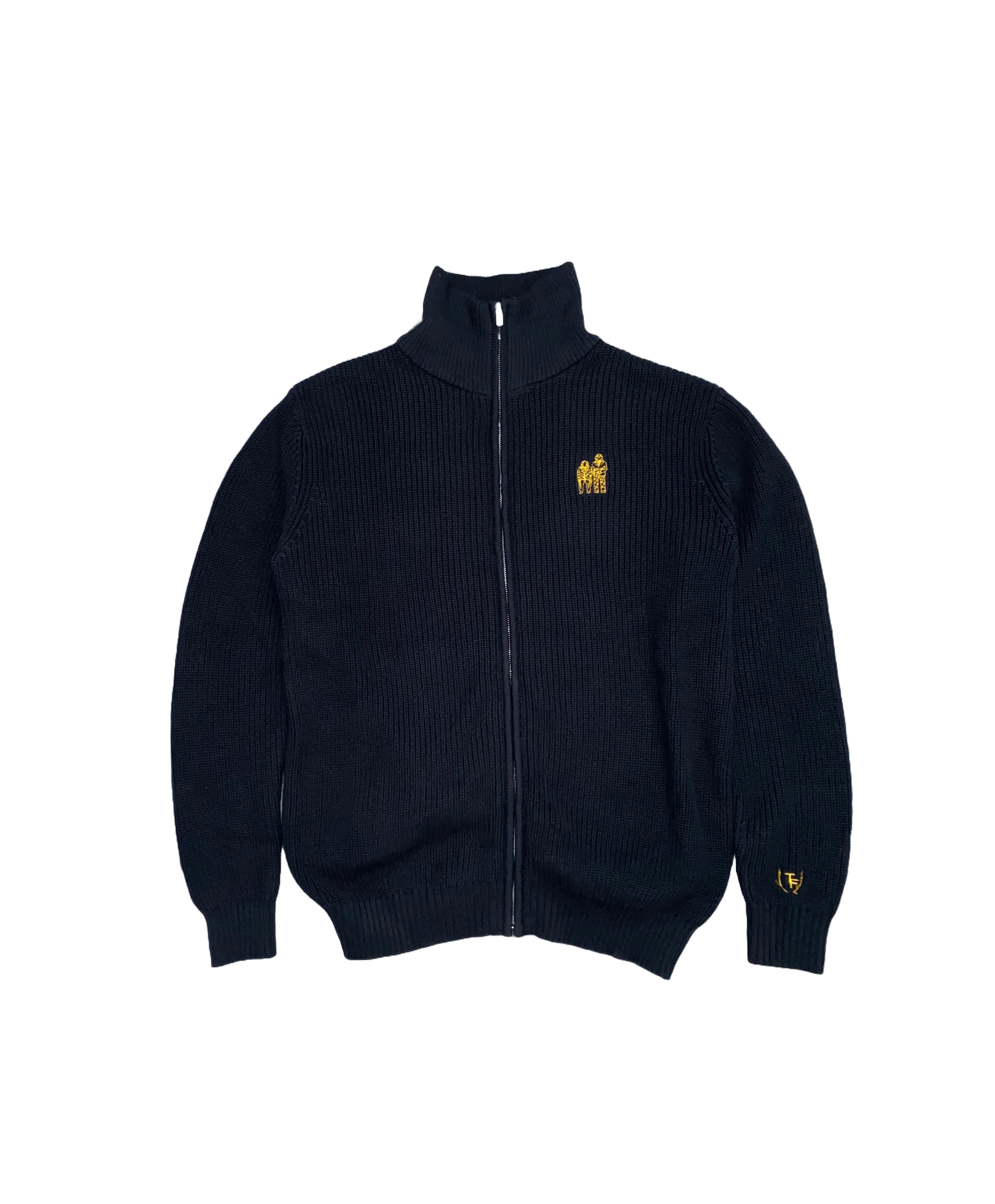 Black Knit Turtleneck Frog Sweater