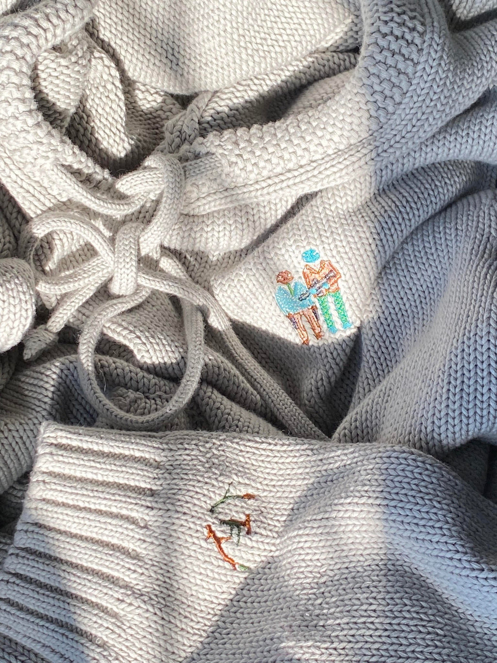 Grey Knit Frog Hoodie