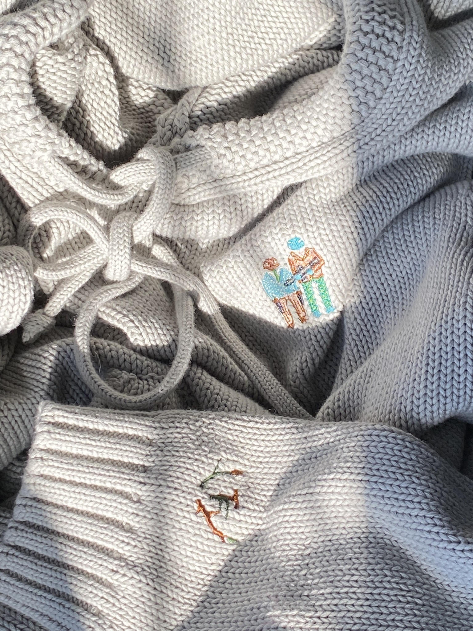 Grey Knit Frog Hoodie